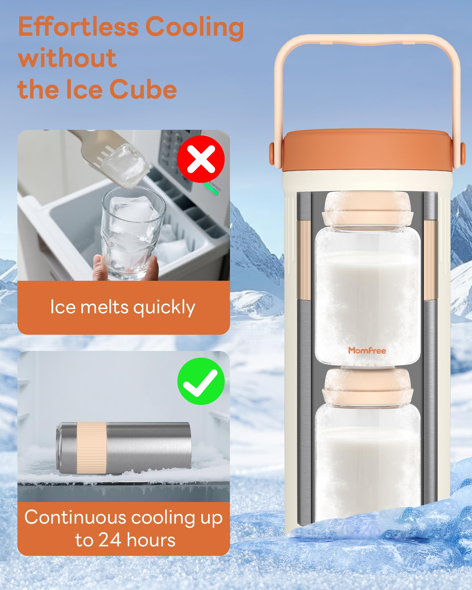 Momfree compact cube design saves space in backpacks and bags.