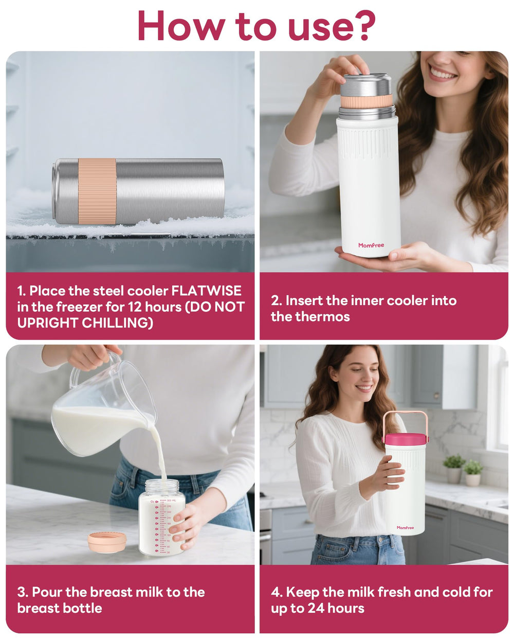Momfree travel-ready leakproof bottle seals prevent spills during transit.