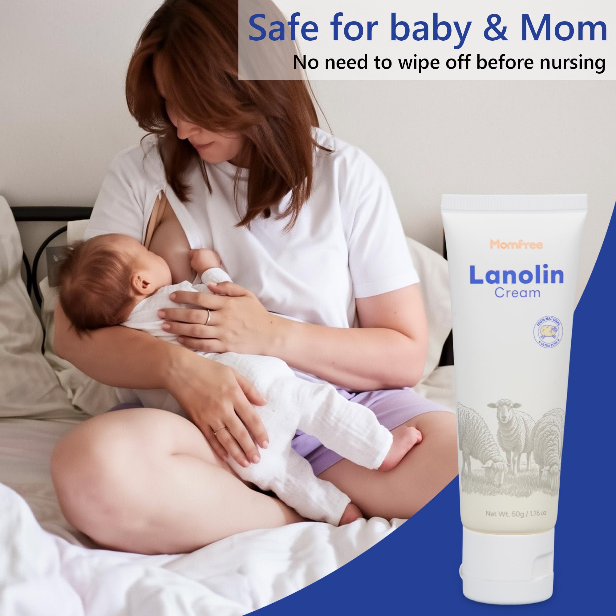Momfree nipple cream packaging shown as travel-friendly solution