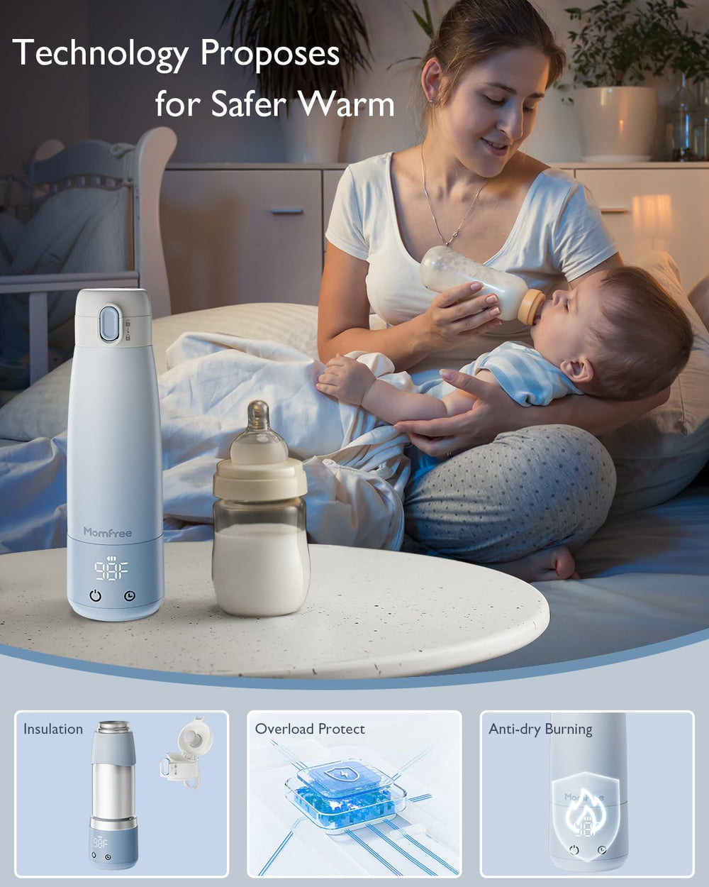 Momfree cap close-up showing leak-proof design for mess-free travel.