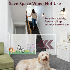 Momfree retractable gate extended to 120 inches for extra-wide openings.
