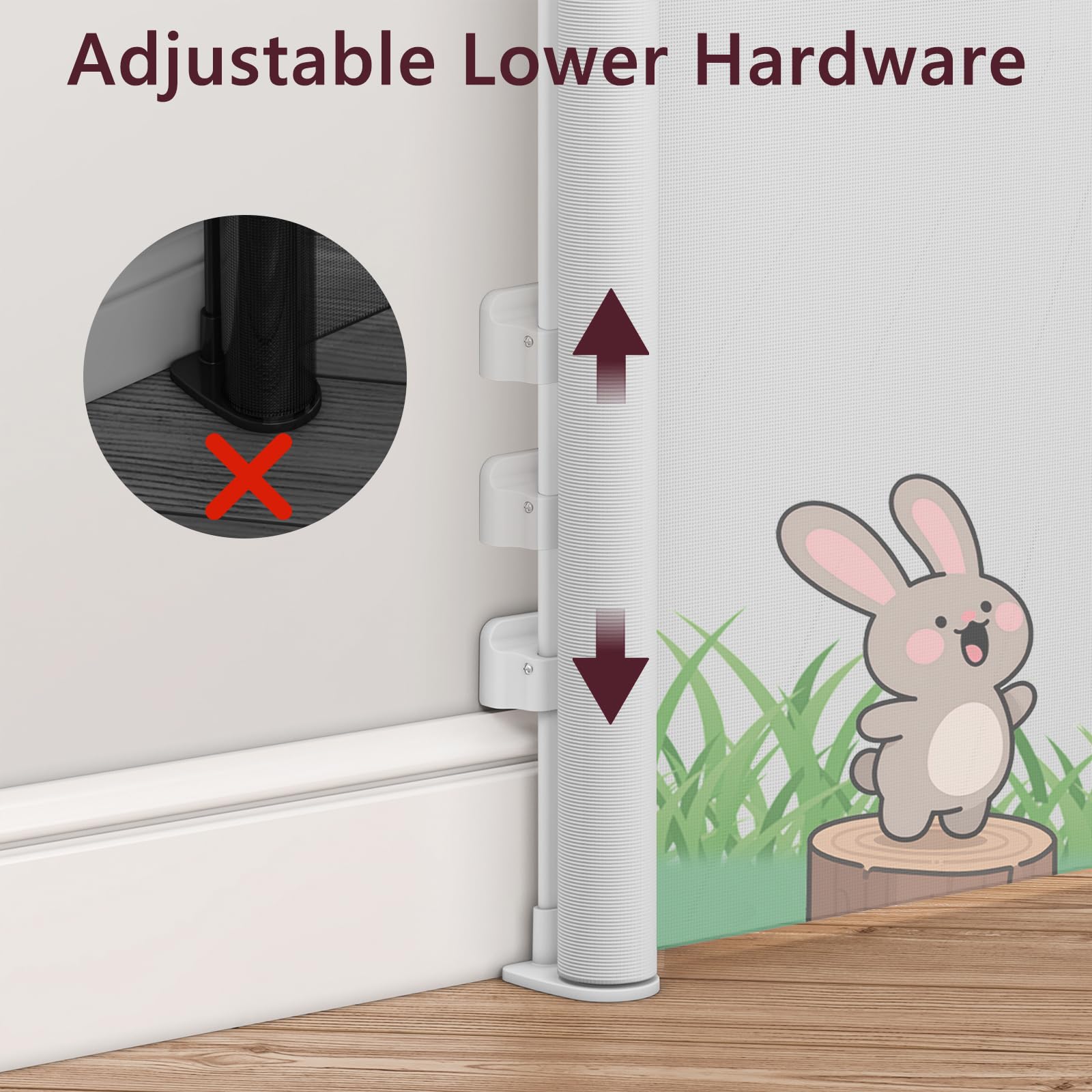 Momfree retractable gate on deck or porch usage for outdoor safety.