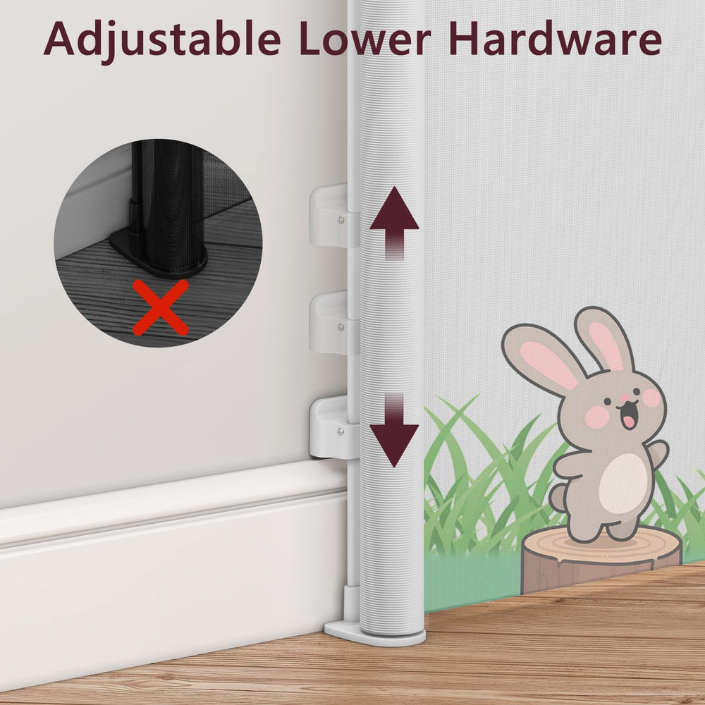 Momfree retractable gate on deck or porch usage for outdoor safety.