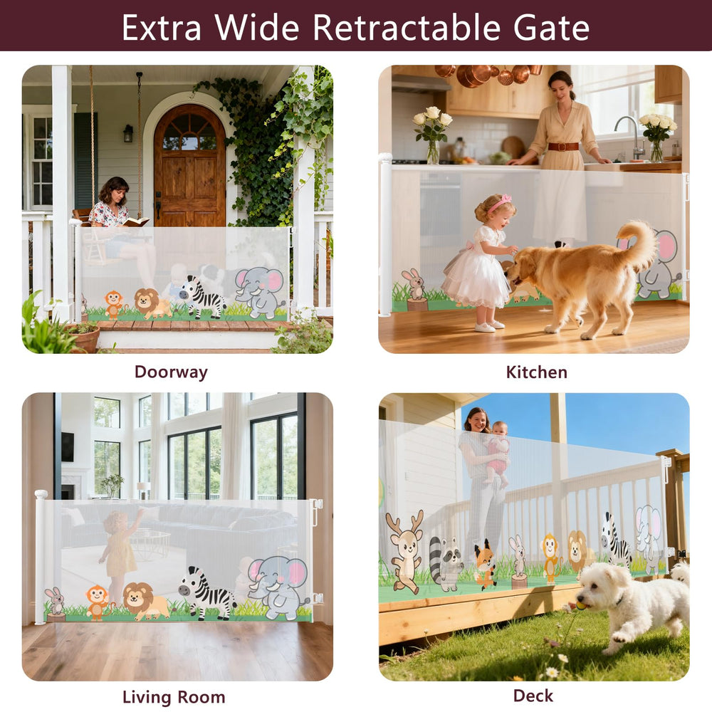 Momfree retractable gate mesh provides clear visibility while blocking access.