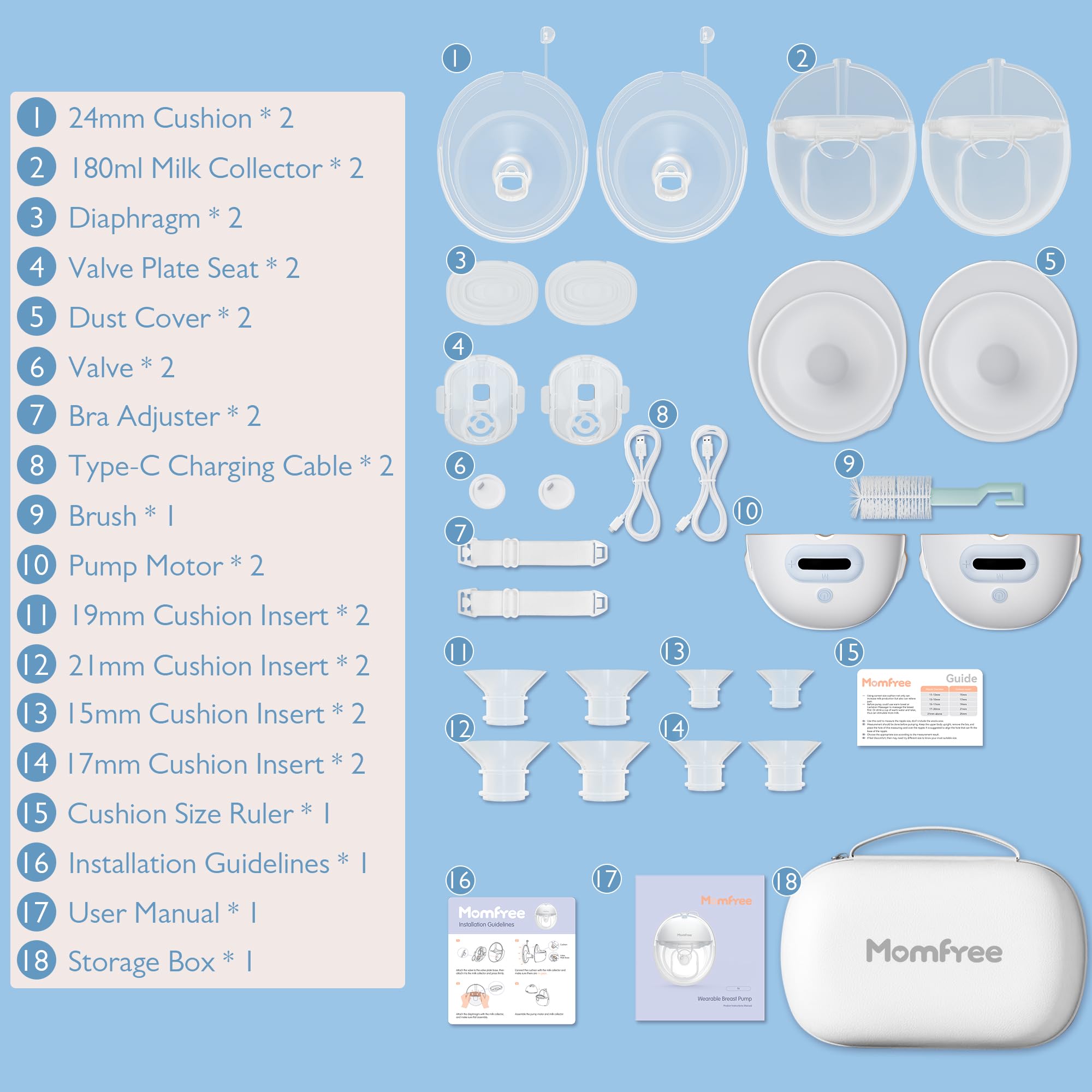 Momfree cushions 19mm option for snug, flexible fit