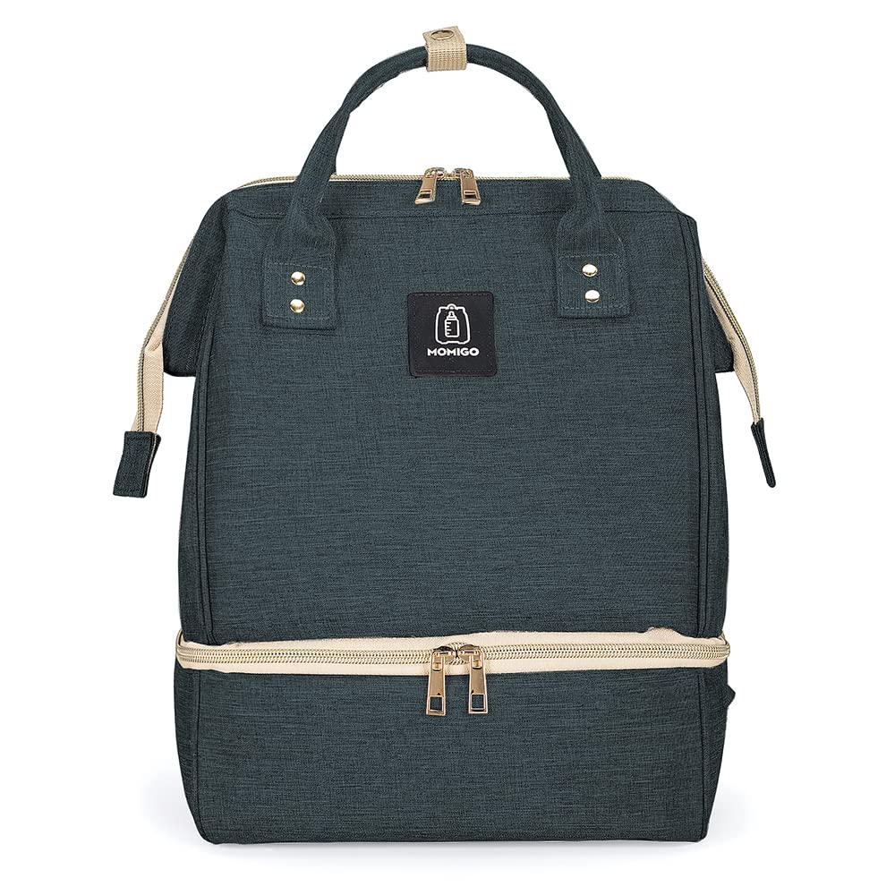 MOMIGO breast pump backpack blue, portable hands-free design for busy outings.
