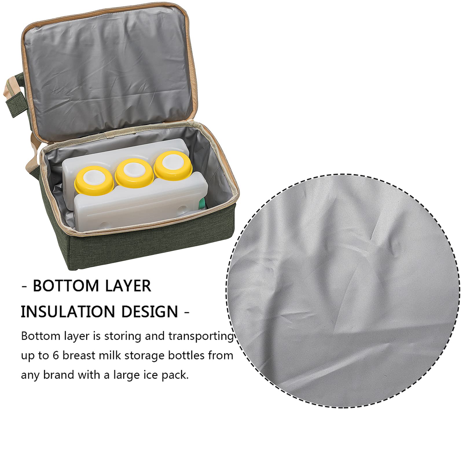 MOMIGO bottle compartments feature fit for multiple brands and handy milk storage.