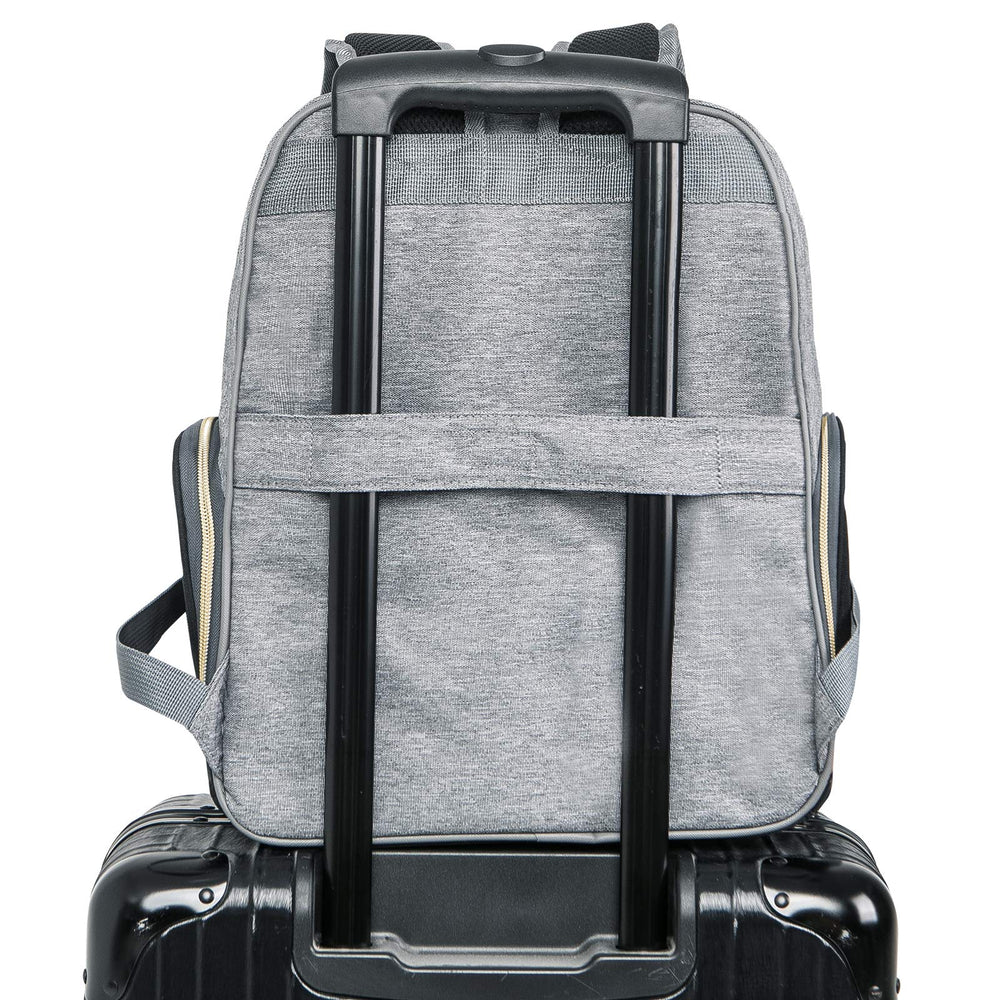 MOMIGO breast pump backpack in grey and black pairs with any outfit