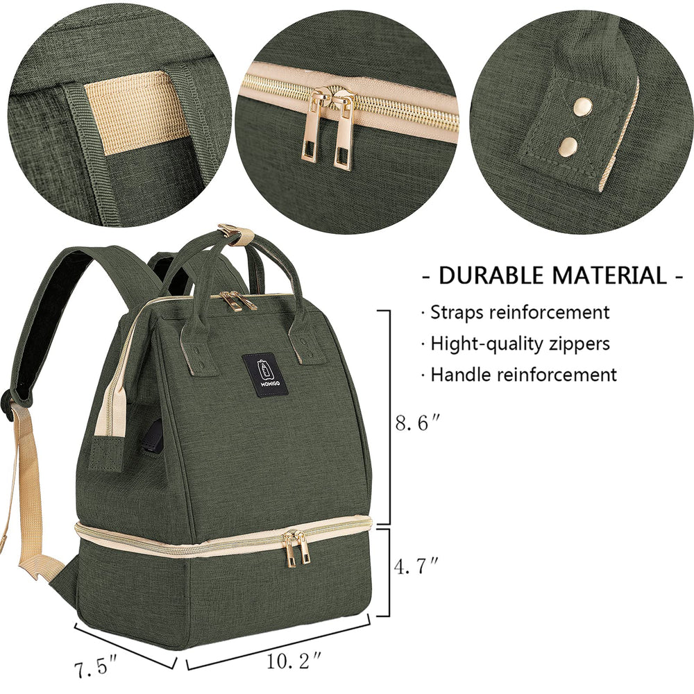 MOMIGO worn as backpack in outdoor setting illustrates versatile travel-friendly baby bag.
