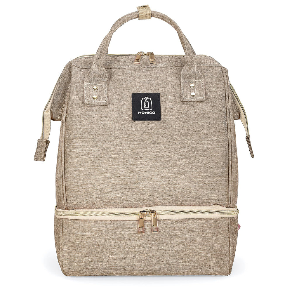 MOMIGO breast pump backpack showing portable design for on-the-go pumping