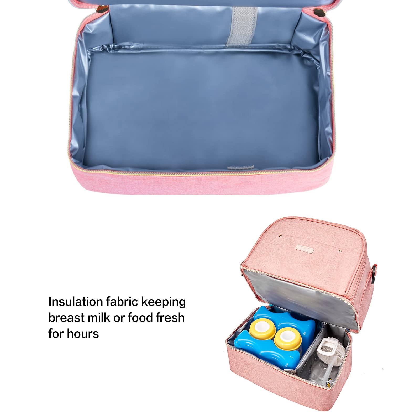 MOMIGO breastmilk storage bottom layer with bottles demonstrates capacity for six bottles.