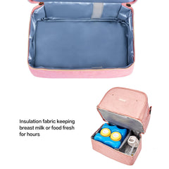 MOMIGO breastmilk storage bottom layer with bottles demonstrates capacity for six bottles.