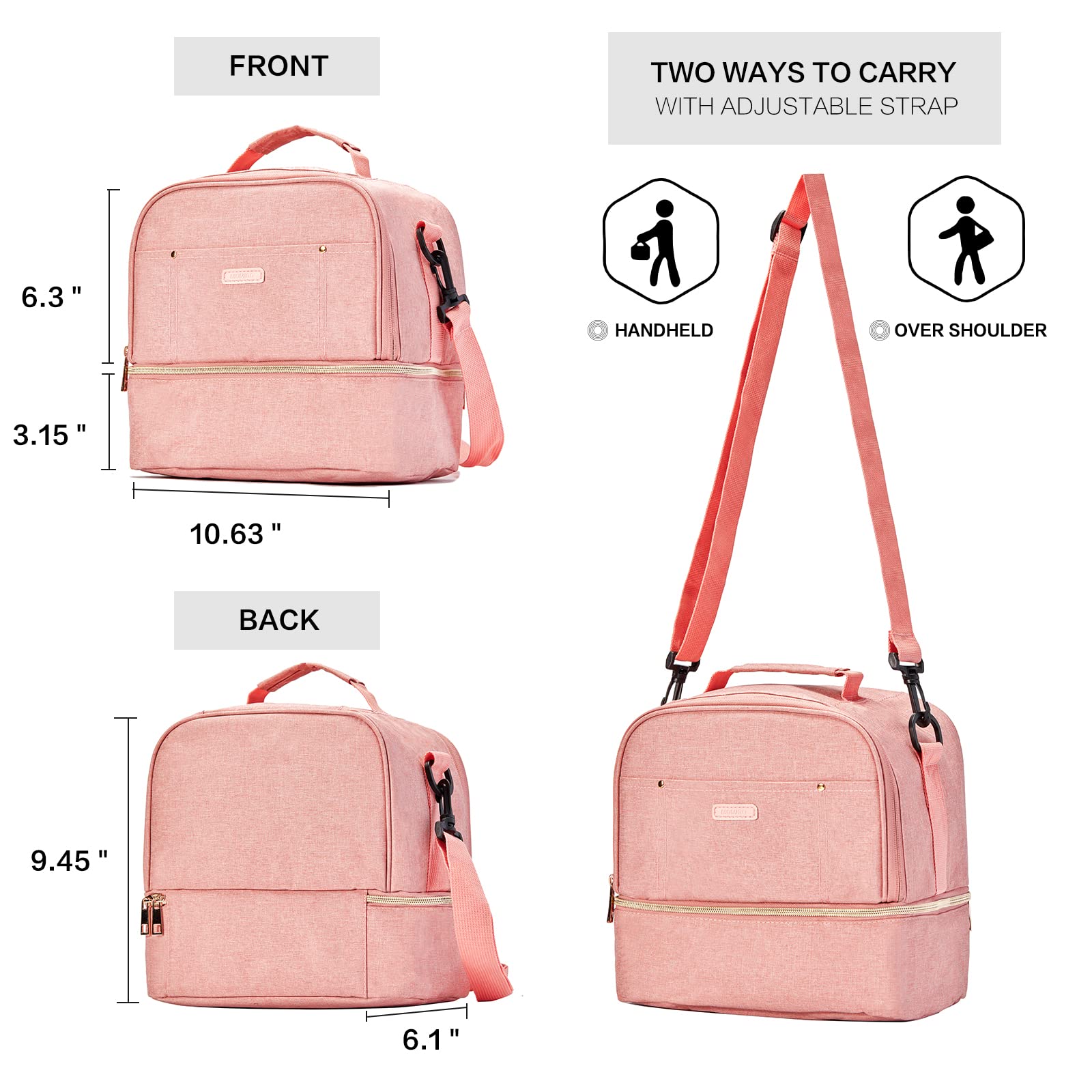 MOMIGO breastpump bag pink interior moistureproof lining protects contents.