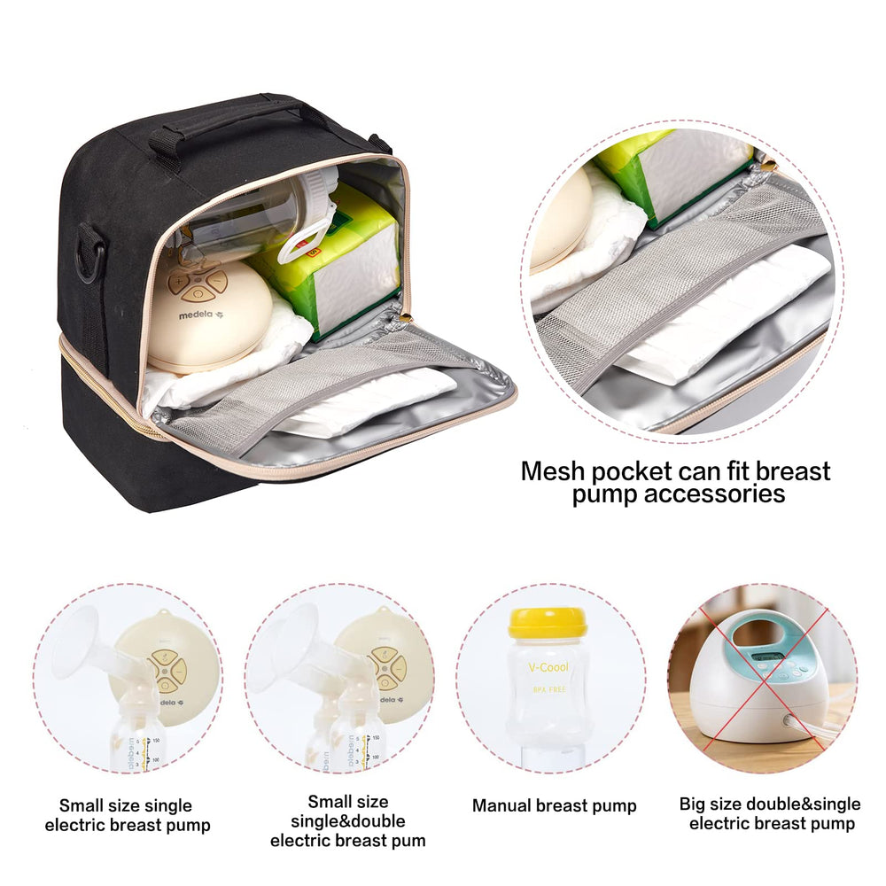 MOMIGO cooler compartment interior illustrating double layer storage for bottles and dry items.