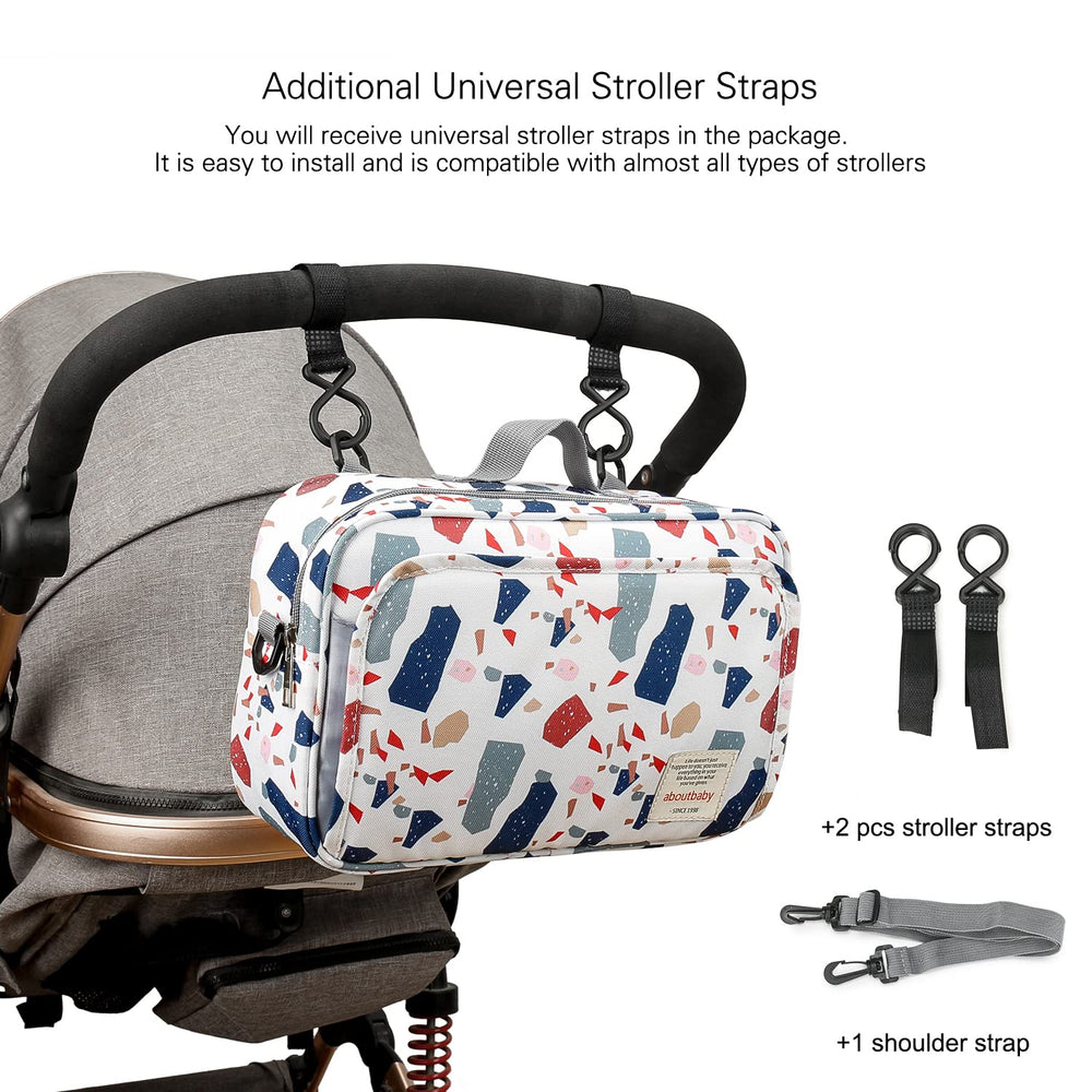 MOMIGO diaper caddy pocket layout highlights compartments for wipes, creams, and toys