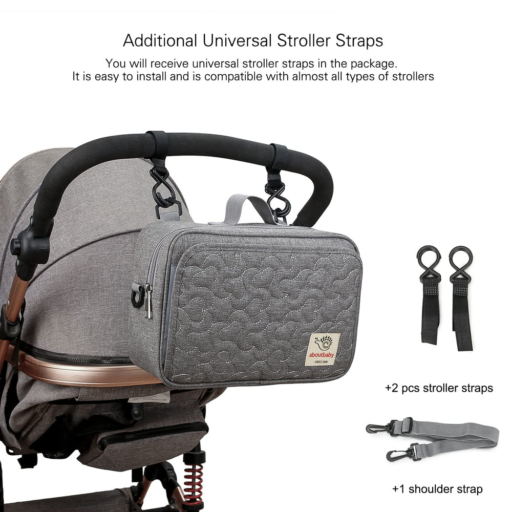 MOMIGO diaper caddy tote with open pocket for quick access to wipes and toys.