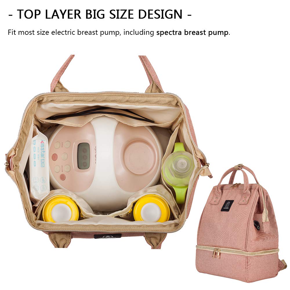 MOMIGO DiaperBreast Pump Backpack bottom cooler layer showing insulation and bottle storage.