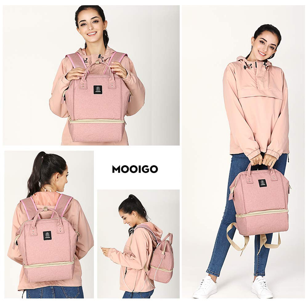 MOMIGO DiaperBreast Pump Backpack top dry layer detail for essentials and pump.