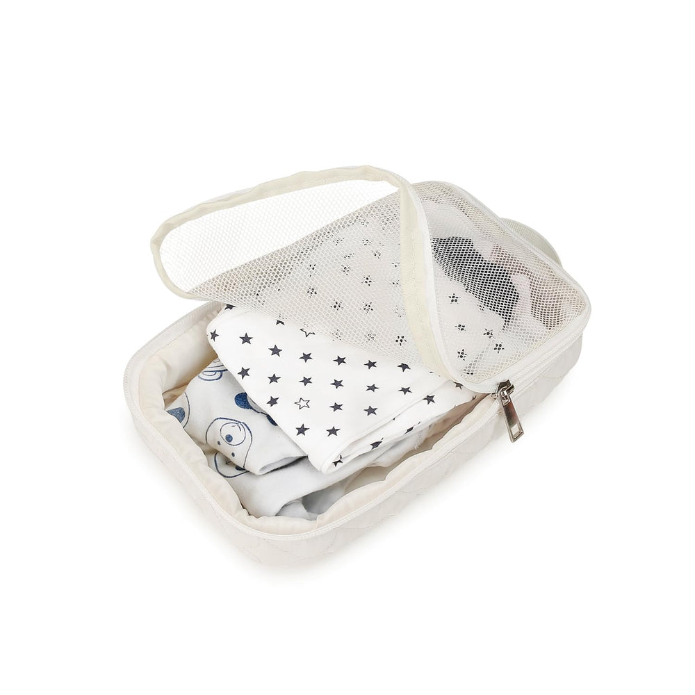 MOMIGO mesh bags with hanging loop for easy diaper organization on the go.