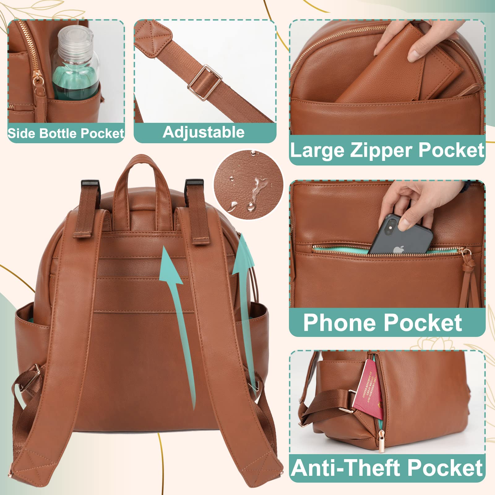 MOMINSIDE 11-pocket diaper bag backpack shows organized storage for baby gear