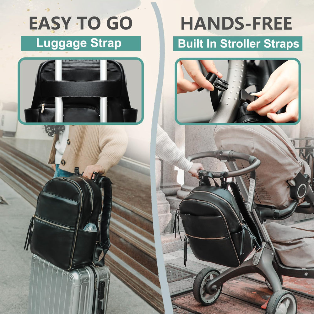 MOMINSIDE diaper bag dimensions help plan packing for trips.