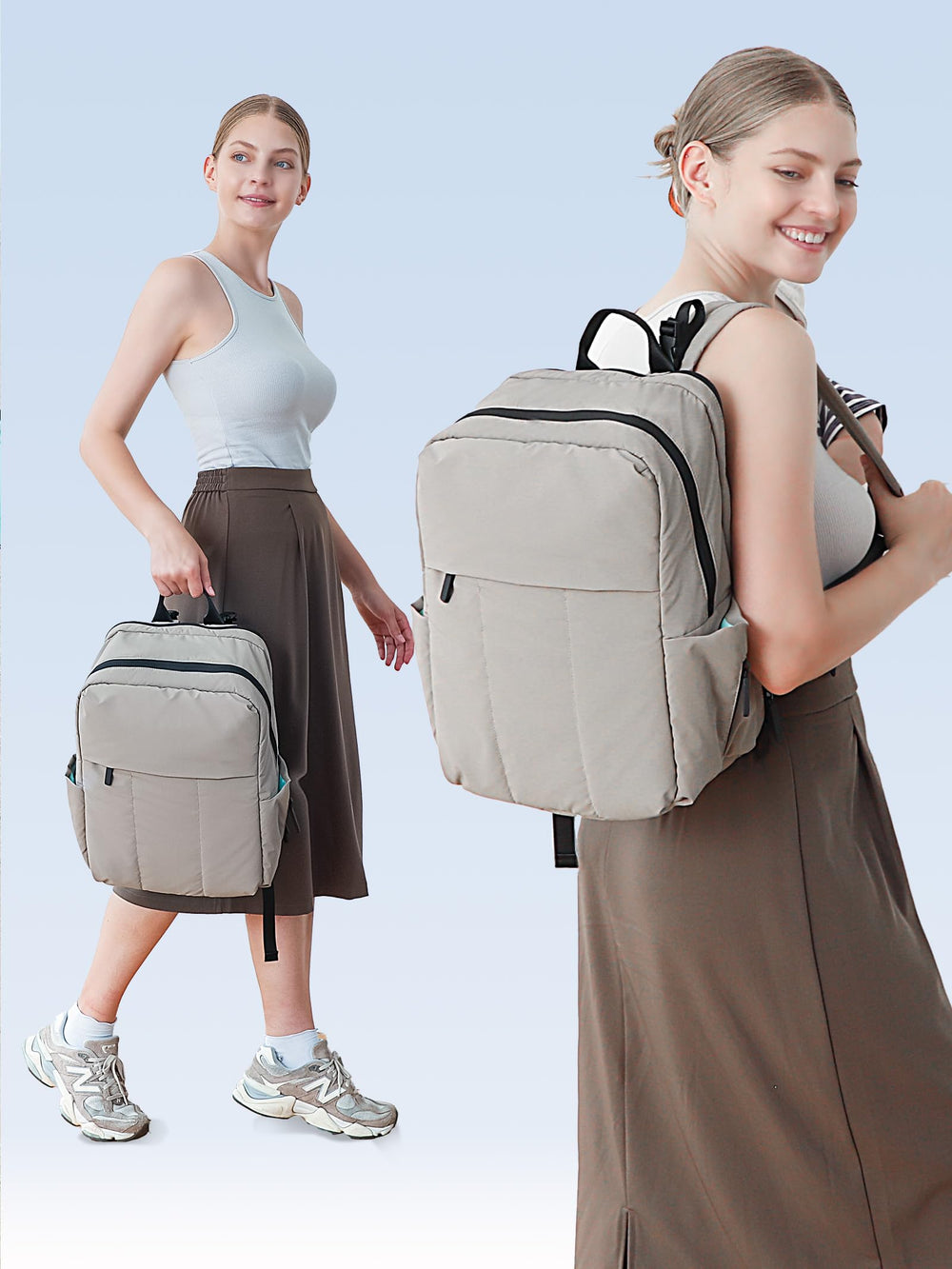MOMINSIDE Diaper Bag Backpack interior layout shows organized pockets for baby essentials