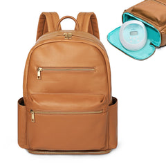 MOMINSIDE diaper bag backpack closeup highlights vegan leather and wipe-clean surface