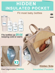MOMINSIDE diaper bag backpack side insulated pockets fit bottles up to 25 oz.