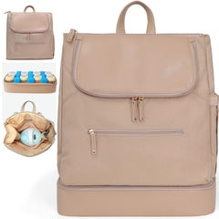 MOMINSIDE diaper bag backpack with structured-frame opening for quick access during outings.