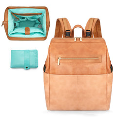 MOMINSIDE diaper bag backpack with wide-mouth opening for quick, convenient access to baby essentials.