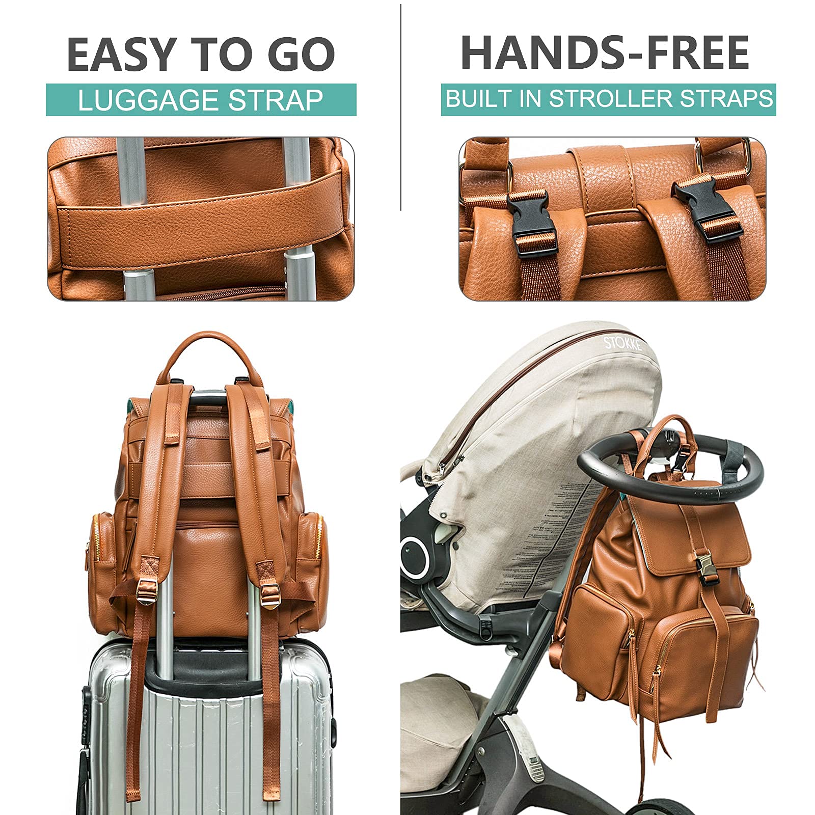 MOMINSIDE diaper bag includes changing pad for quick diaper changes.