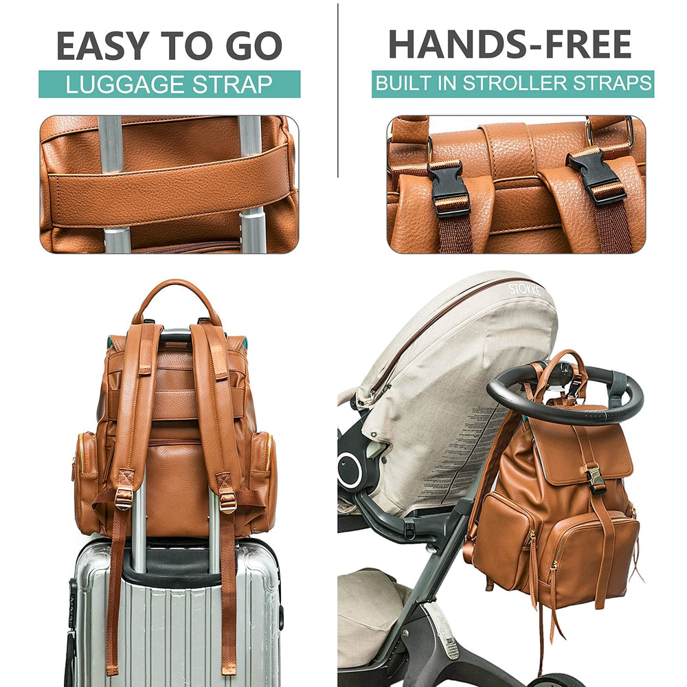 MOMINSIDE diaper bag includes changing pad for quick diaper changes.