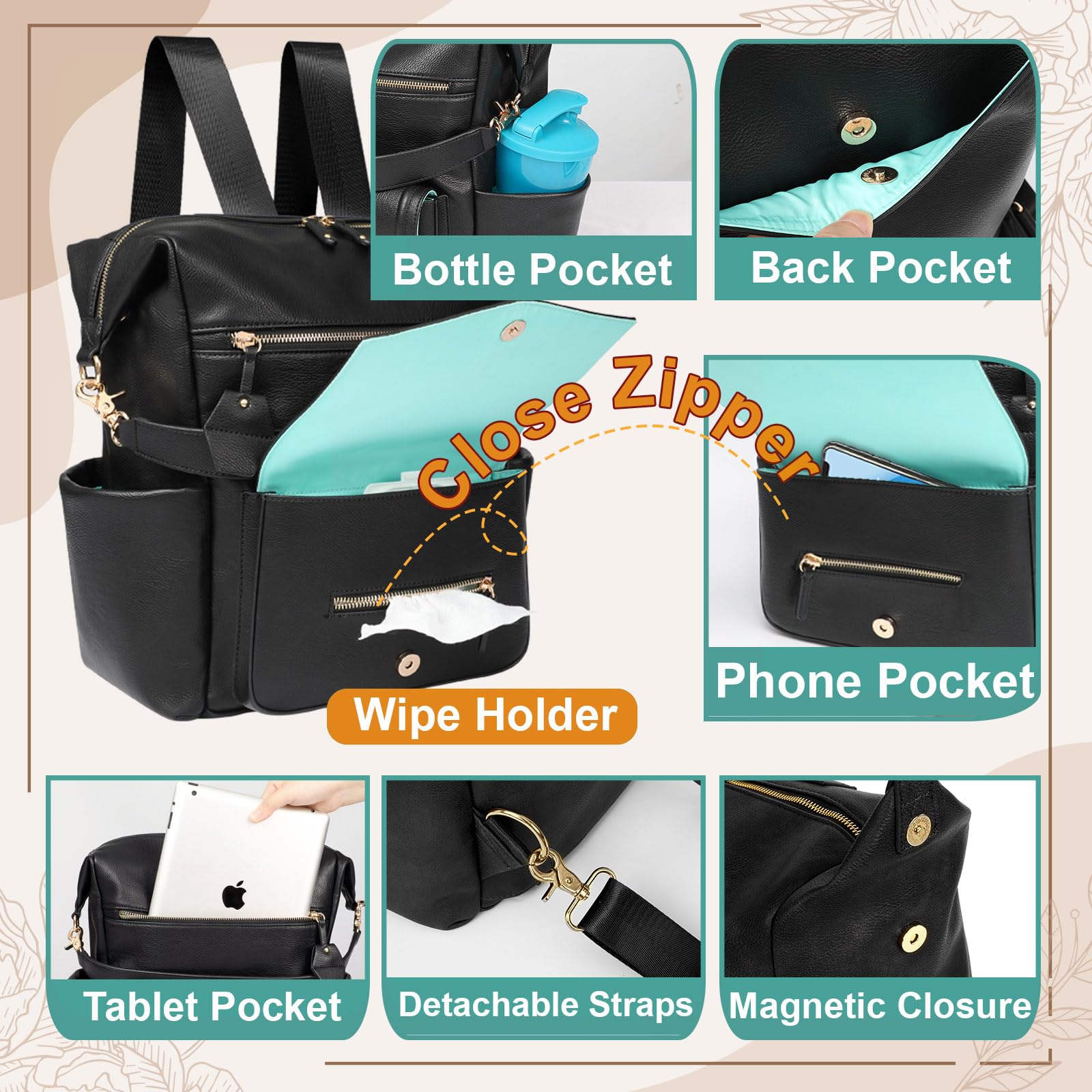 MOMINSIDE insulated bottle pockets keeping baby bottles secure and warm