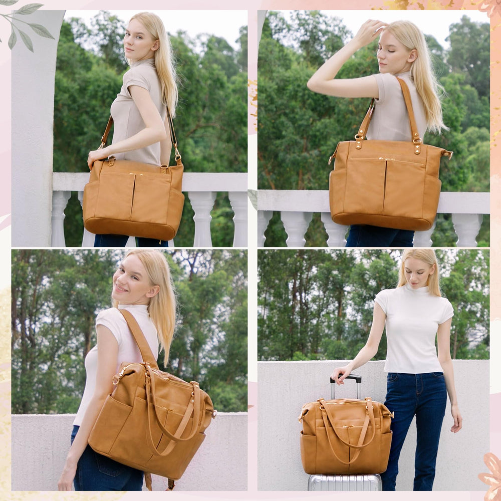 MOMINSIDE Diaper Bag Tote convertible carry options demonstrate backpack-to-tote versatility for hands-free outings