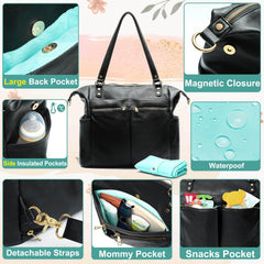 MOMINSIDE Diaper Bag Tote changing pad foldout demonstrates ready-to-change convenience.