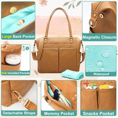 MOMINSIDE Diaper Bag Tote foldout changing pad offers quick changes on the go