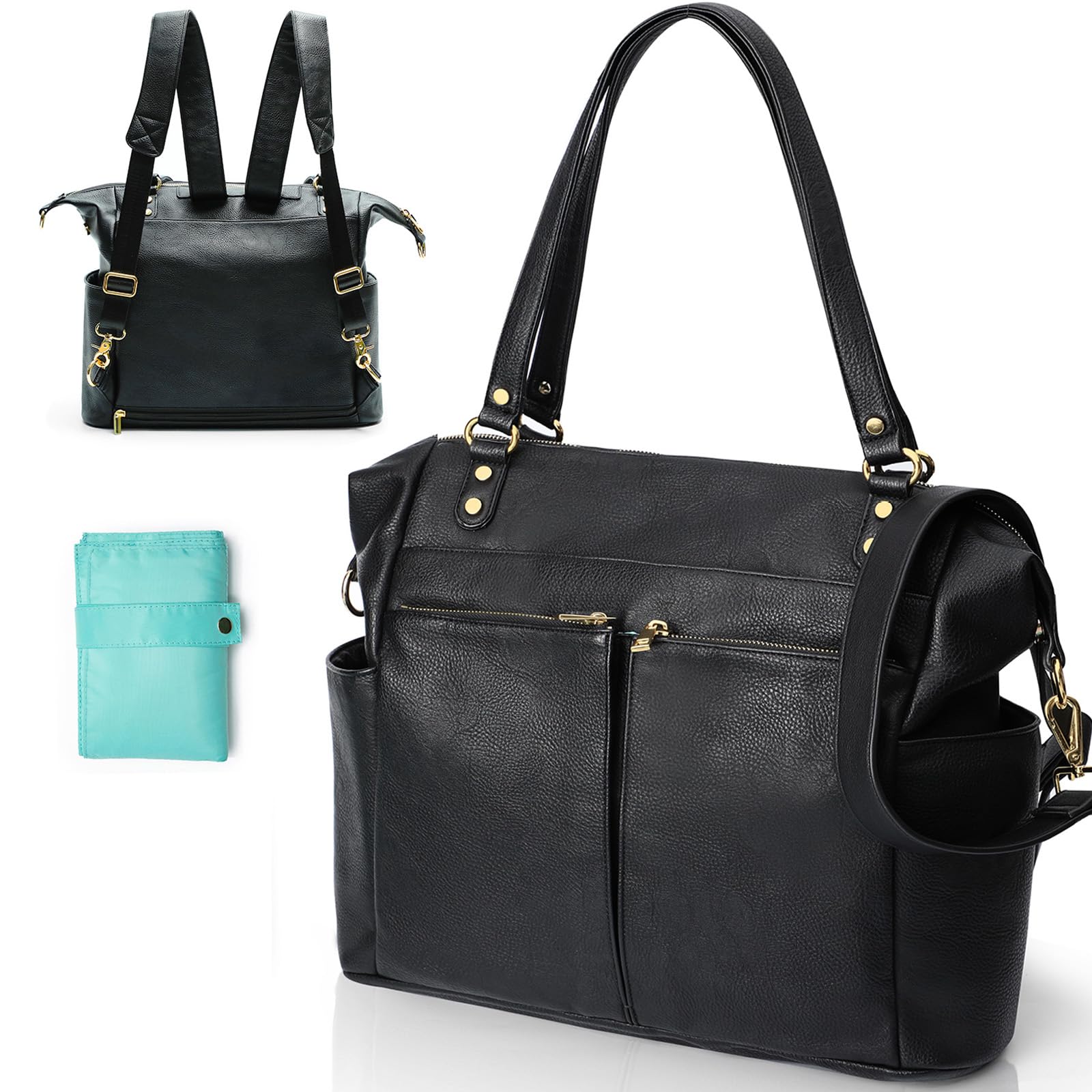 MOMINSIDE Diaper Bag Tote front view showing roomy storage for baby essentials.