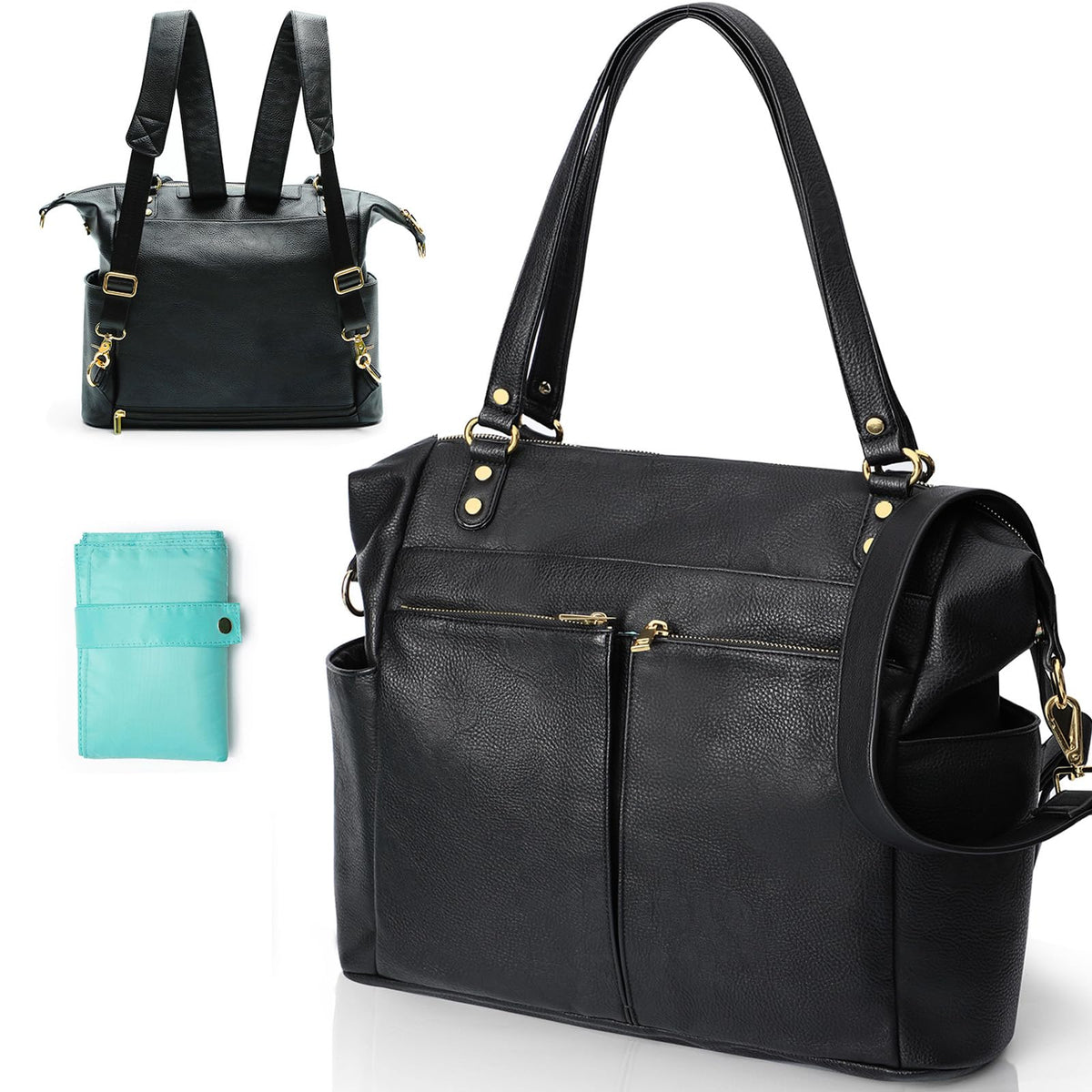 MOMINSIDE Diaper Bag Tote front view showing roomy storage for baby essentials.