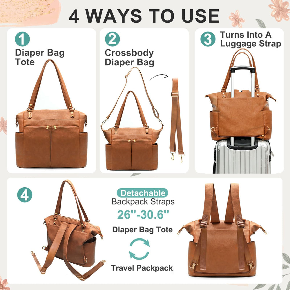 MOMINSIDE diaper bag tote insulated bottle pockets keep drinks at temp on outings.