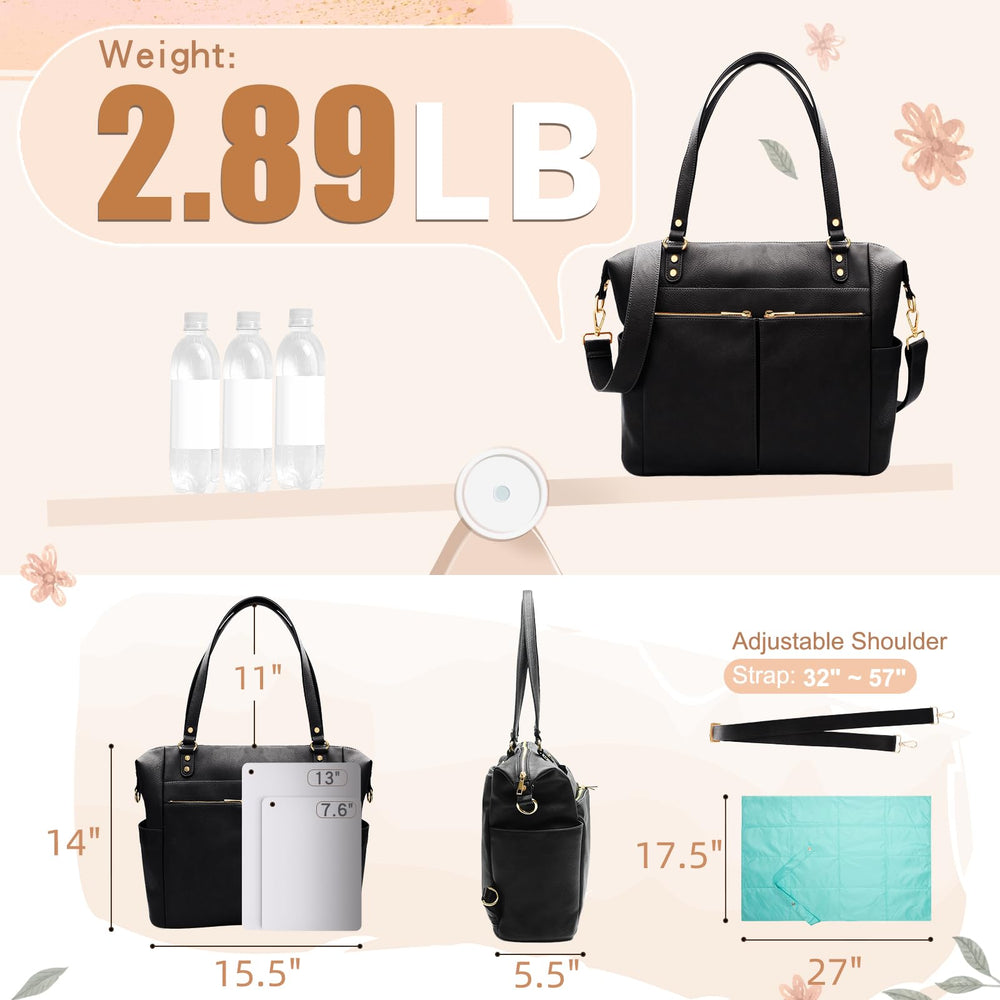 MOMINSIDE Diaper Bag Tote insulated bottle pockets keep drinks warm or cool.