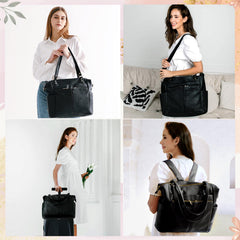 MOMINSIDE Diaper Bag Tote side pocket open highlights easy access to bottles.