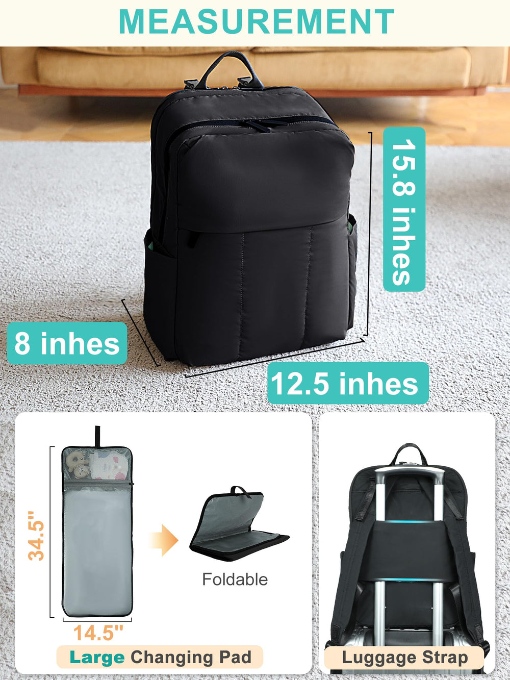 MOMINSIDE 180-degree unzip reveals full compartments for easy packing
