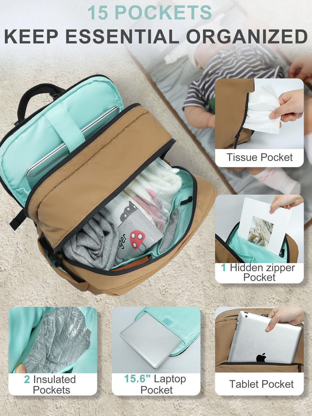 MOMINSIDE luggage-attachment option adds travel convenience.