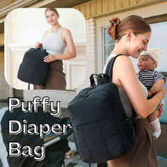 MOMINSIDE neoprene diaper bag for two kids, roomy pockets and wipeable exterior