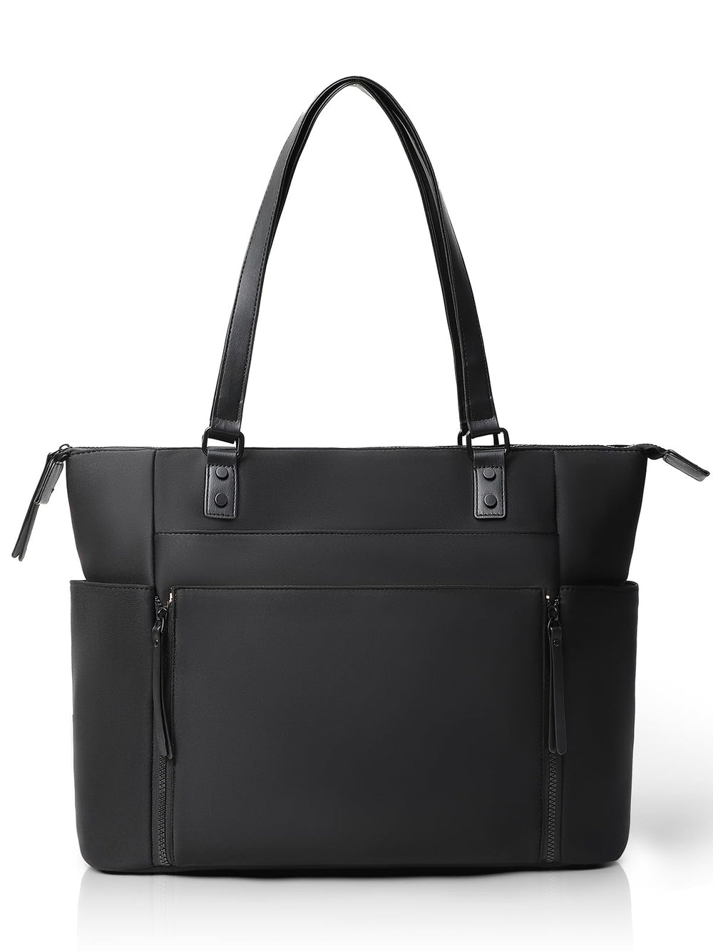 MOMINSIDE neoprene diaper bag tote front view with organized pockets for quick diaper changes.