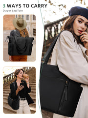 MOMINSIDE neoprene diaper bag tote side-pocket access ideal for bottles and snacks on the go.