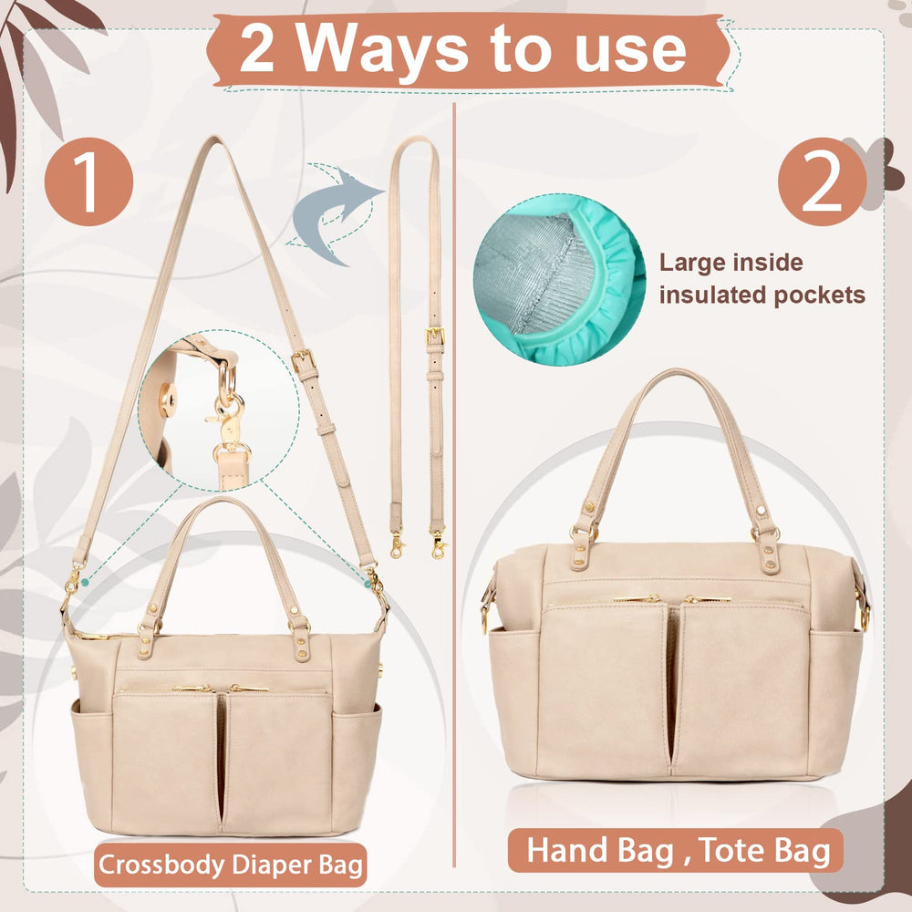MOMINSIDE small leather diaper tote Ivory on-the-go design suits daily outings.
