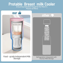 MOMJOY 180ml bottle inside cooler ready for on-the-go feeding.