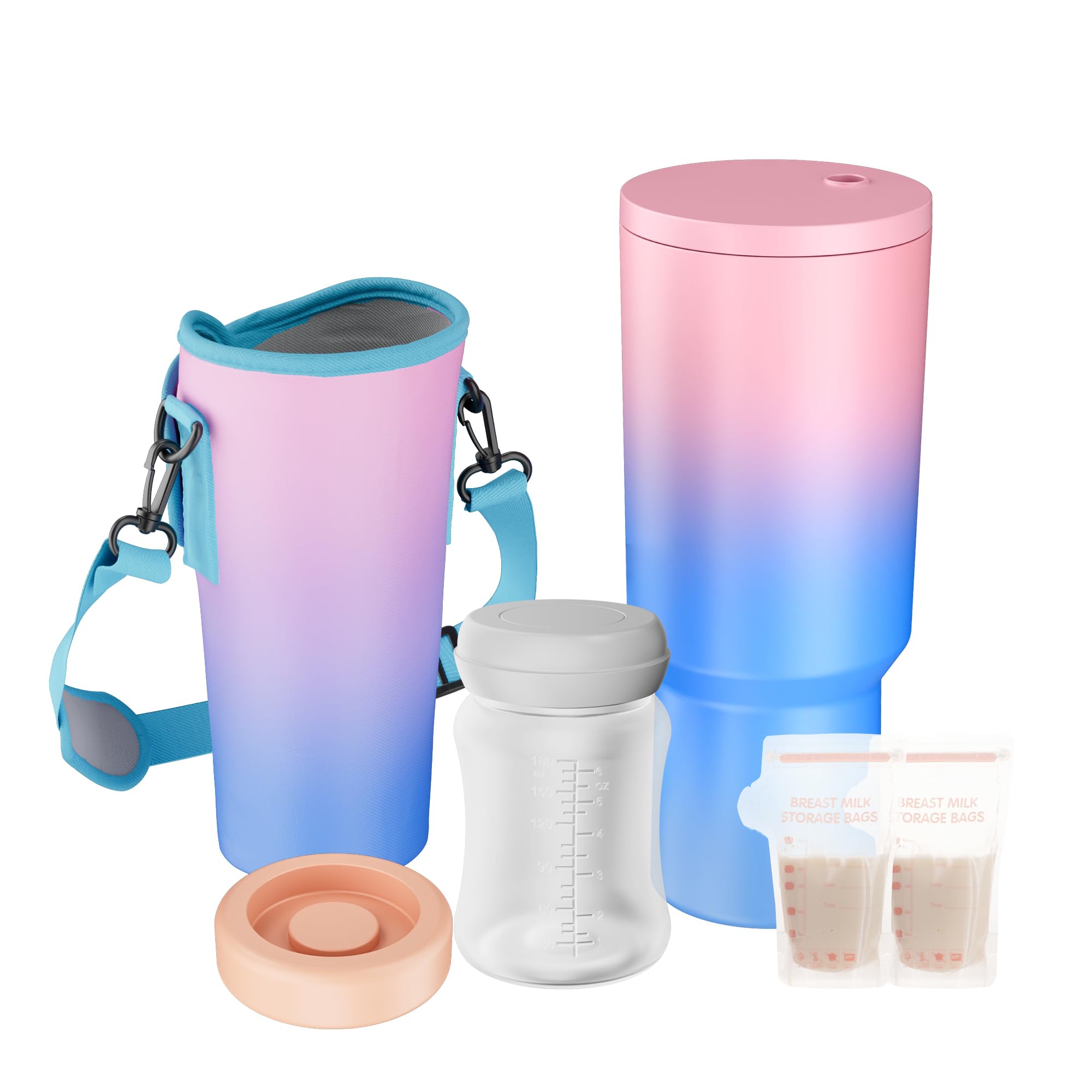 MOMJOY 40oz cooler outer provides portable milk storage on the go.