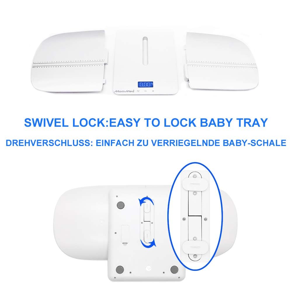 MOMMED MomMed Hold Function keeps infant weight visible as movement occurs.